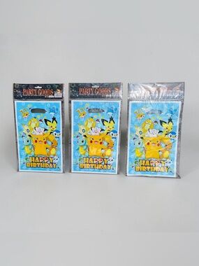 Bundle of 3 Bags of Pikachu Plastic Birthday Party Favor Gift Bags (30ct Total)